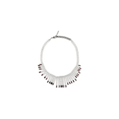 Alessandra Rich Crystal Fringe Necklace In Metallic