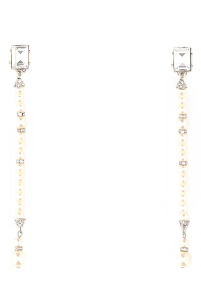 Alessandra Rich Silver Pearl Drop Earrings In Multi