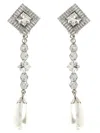 Alessandra Rich Mini Embellished Metal Earrings 10.5 Cm X 2.5 Cm In Silver