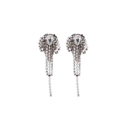ALESSANDRA RICH SILVER  WHITE EARRINGS