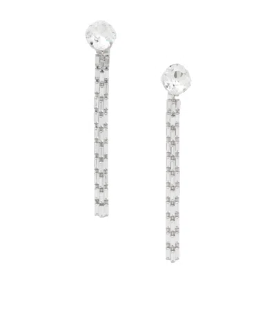 Alessandra Rich Silver-tone Crystal Clip Earrings In Neutral