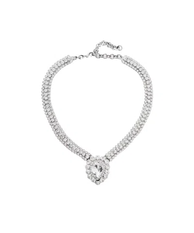 Alessandra Rich Silver-tone Crystal Necklace In White