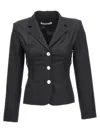 Alessandra Rich Tailored Fit Lace-up Blazer Jacket In Black