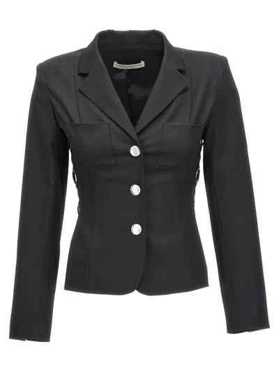 ALESSANDRA RICH SINGLE BREAST LACE-UP BLAZER JACKET