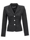 Alessandra Rich Tailored Fit Lace-up Blazer Jacket In Black