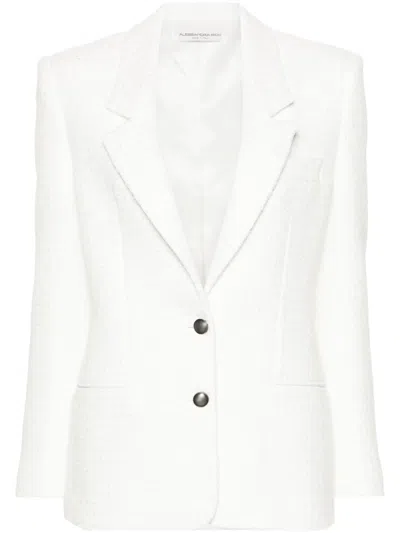 Alessandra Rich Single-breasted Bouclé Blazer In White