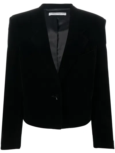 Alessandra Rich Single-breasted Cropped Blazer In Schwarz