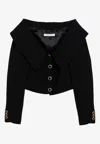 Alessandra Rich Single-breasted Off-shoulder Blazer In Black