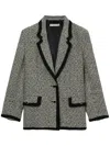 Alessandra Rich Oversized Sequin Tweed Jacket In Grey