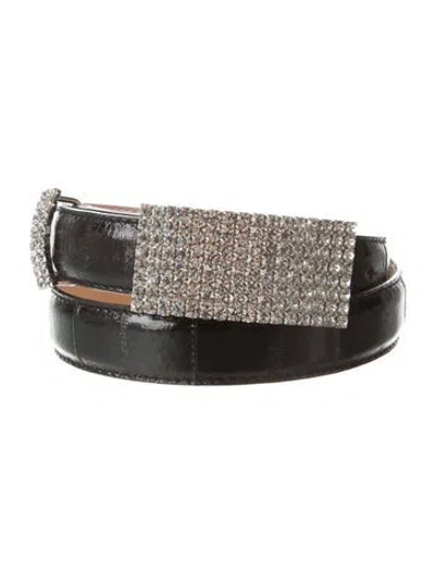 Pre-owned Alessandra Rich Skinny Leather Belt In Black