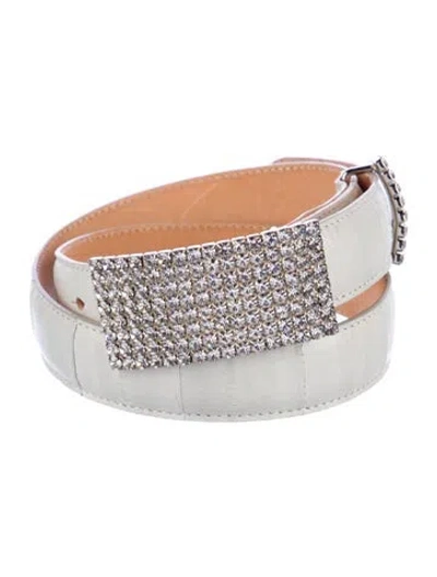 Pre-owned Alessandra Rich Skinny Leather Waist Belt In Neutral