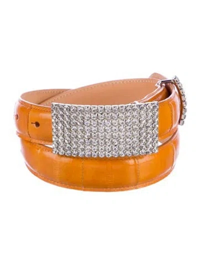 Pre-owned Alessandra Rich Skinny Leather Waist Belt W/ Tags In Yellow