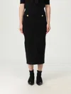 Alessandra Rich Ribbed Stretch Wool And Cashmere Midi Skirt In Black