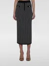 Alessandra Rich Pinstripe Knitted Midi Skirt In Black