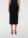 Alessandra Rich Tweed Bouclé Midi Skirt With Back Slit In Schwarz
