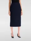 Alessandra Rich Virgin Wool Midi Skirt In Navy