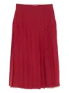 Alessandra Rich Silk Pleated Midi Skirt In Bordeaux Black