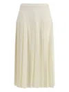 Alessandra Rich Womens White Pleated High-waist Stretch-wool Blend Midi Skirt In Brown