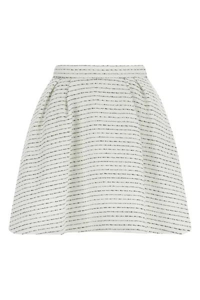 Alessandra Rich Skirt 'sequin Tweed Round Mini Skirt' In White