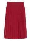 Alessandra Rich Silk Pleated Midi Skirt In Red
