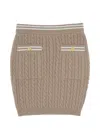 Alessandra Rich Stripe Trim Cable-knitted Mini Skirt In Beige
