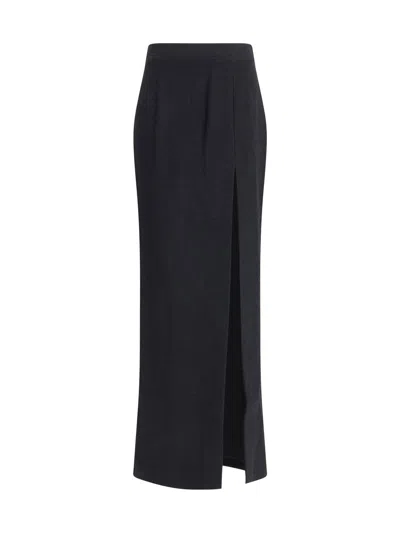 Alessandra Rich Tweed Long Skirt In Black