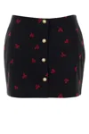 Alessandra Rich Printed Silk Mini Skirt In Black