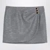 Alessandra Rich Houndstooth Wool Mini Skirt In Black