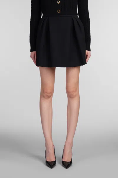 Alessandra Rich Wool A-line High-waisted Mini Skirt In Blue