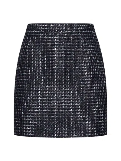 Alessandra Rich Sequined Tweed Mini Skirt In Blue