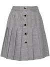 Alessandra Rich Houndstooth Wool & Lurex Mini Skirt In Grey