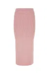 Alessandra Rich Cotton Blend Ribbed Midi Skirt With Elastic Waistband In Pink