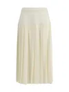 Alessandra Rich Womens White Pleated High-waist Stretch-wool Blend Midi Skirt In White