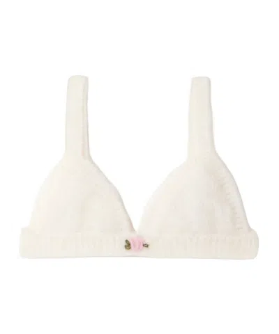 Alessandra Rich Embroidered Mohair-blend Bralette In White