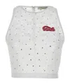 Alessandra Rich Embellished Lace Sleeveless Top In White
