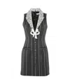 Alessandra Rich Pinstripe Wool-blend Minidress In Black