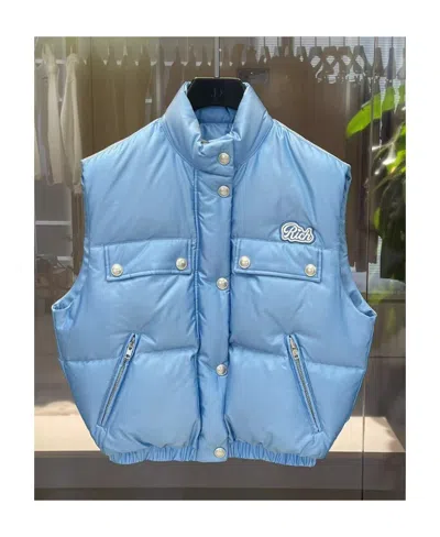 Alessandra Rich Sleeveless Feather-down Vest In Blue