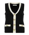 Alessandra Rich Black Contrast-trim Knitted Vest In Black