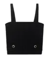 Alessandra Rich Square Neckline Knit Top With Jewel Buttons In Black