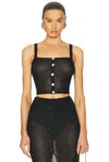 Alessandra Rich Knitted Sequin Crop Top In Black