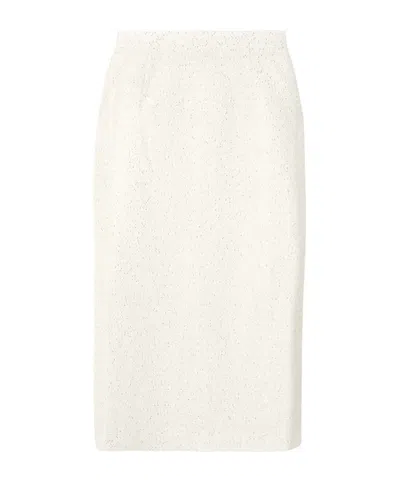 Alessandra Rich Sequin-embellished Tweed Midi Skirt In White
