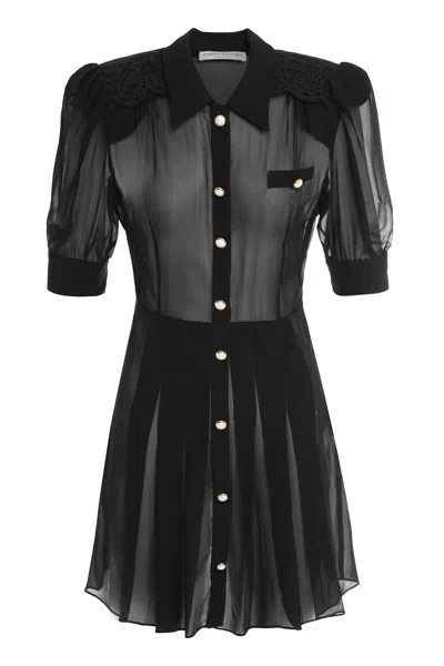Alessandra Rich Sophisticated Mini Chemise Dress In Black