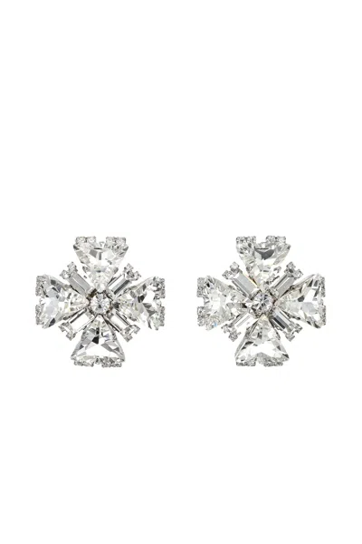 Alessandra Rich Square Cross Embellished Earrings In Multicolor