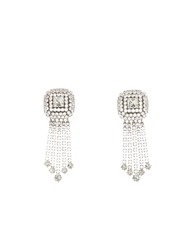 ALESSANDRA RICH ALESSANDRA RICH SQUARE EMBELLISHED FRINGE DETAILED EARRINGS