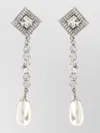 Alessandra Rich Mini Embellished Metal Earrings 10.5 Cm X 2.5 Cm In Silver