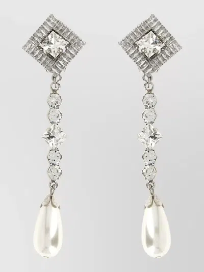 ALESSANDRA RICH SQUARE GEMSTONE CRYSTAL DROP EARRINGS