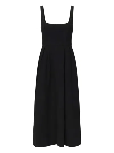 Alessandra Rich Square-neck Pleated Dress In Black