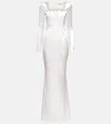 Alessandra Rich Square-neck Silk-blend Gown In White
