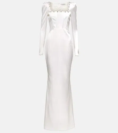 Alessandra Rich Square-neck Silk-blend Gown In White