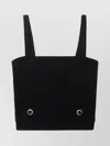Alessandra Rich Square Neckline Knit Top With Jewel Buttons In Black